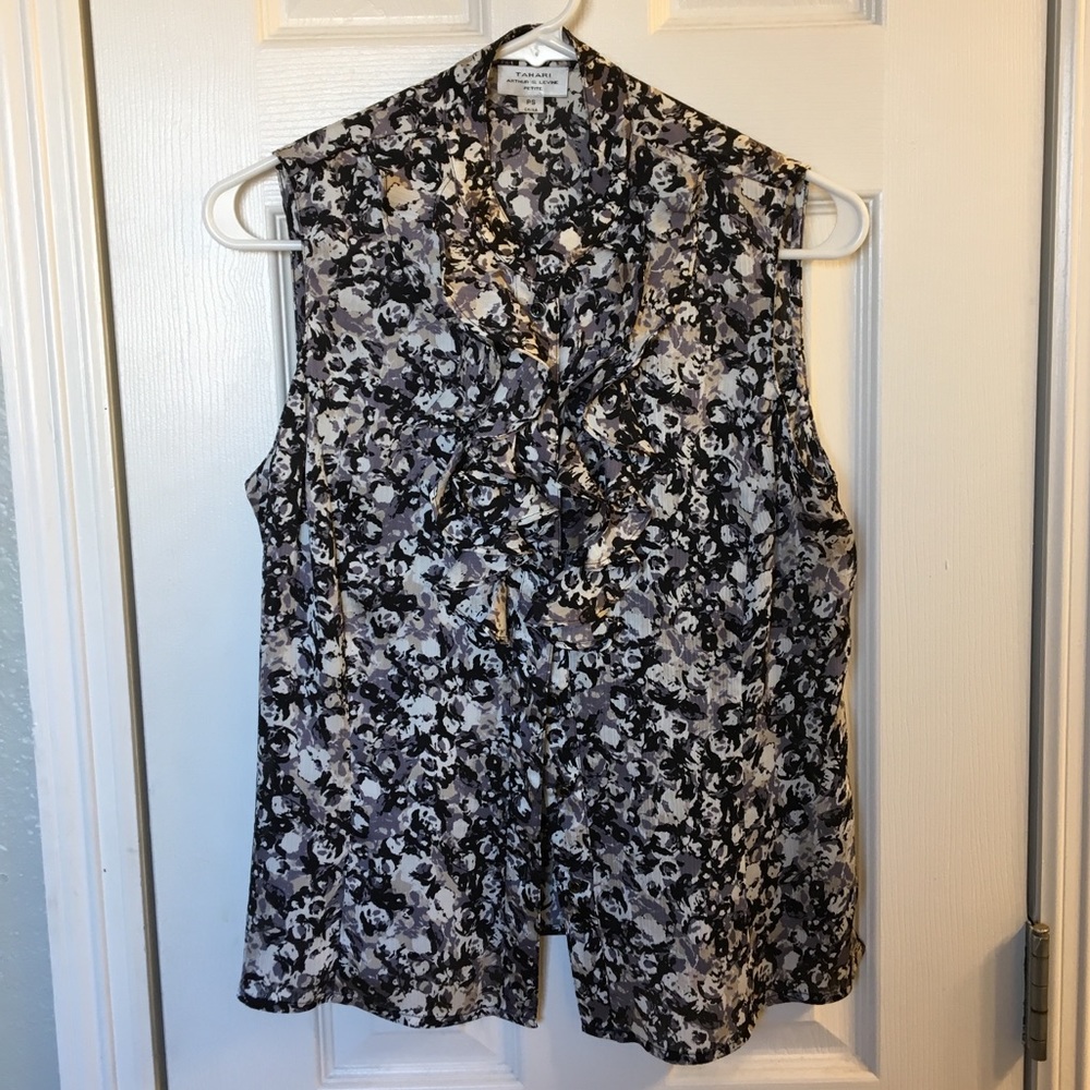 Tahari sleeveless blouse w/ ruffles